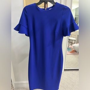 Calvin Klein Blue Flutter Sleeve Dress Sz 4